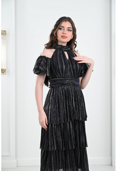 فستان نسائي ميدي ذات طيات متعددة